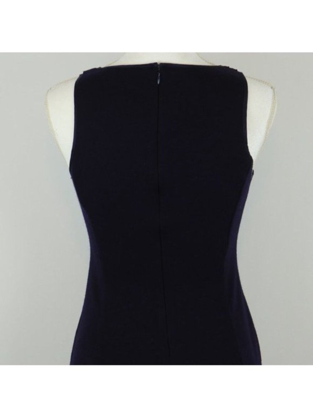Banana Republic Women's Size 0 Navy Knit Wool Blend Scoop Neck Sheath Dress - Picture 4 of 10